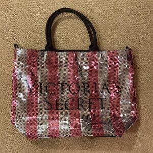 Victoria's Secret Pink and Silver Sequin Tote Bag